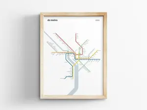 [UNFRAMED POSTER] DC Metro Map / Washington DC / Minimal Poster Print / Subway Style Wall Art / Poster Home Decor / Not Frame Travel Gift