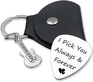 I Pick You Always Forever,Stainless Steel Engraving Guitar Picks   for Men Boyfriend Husband Dad Son Musician Guitar Player Birthday Christmas Thanksgiving Father's Day Gifts