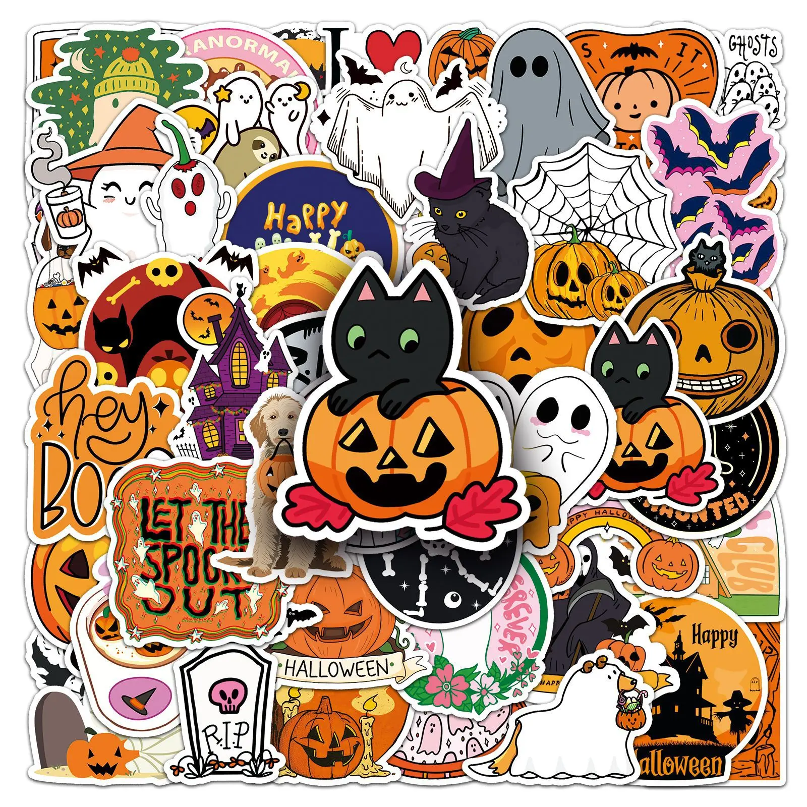 50pcs Halloween Series Stickers Car Sticker Decal for Scrapbooks Journals Laptops Water Bottles Cars, Inspirational Designs, Positive Message Gifts, Car Decals