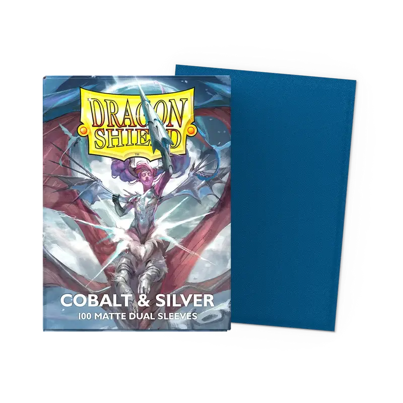 Dragon Shield Cobalt and Silver Matte Dual Trading Card Sleeves