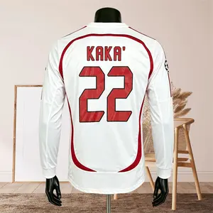 2006 2007 Away Retro White No.22 Kaka Long Sleeve Soccer Jersey