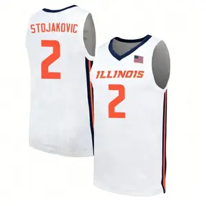 Illinois #2 Stojakovic White Basketball Jersey, College Style Mesh Jersey Tank, Game Day Outfit, Sports Fan Apparel, Athletic Gift