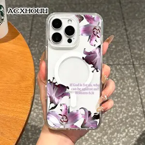 Girly Magnetic Case for iPhone11/12/13/14/15/16/17/promax, Lily of Faith MagSafe Ready, Slim Fit, Drop-Proof | Perfect for Soft Girl Aesthetic