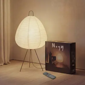 Akari-Style Japanese Paper Table Lamp with Soft Dimmable Glow