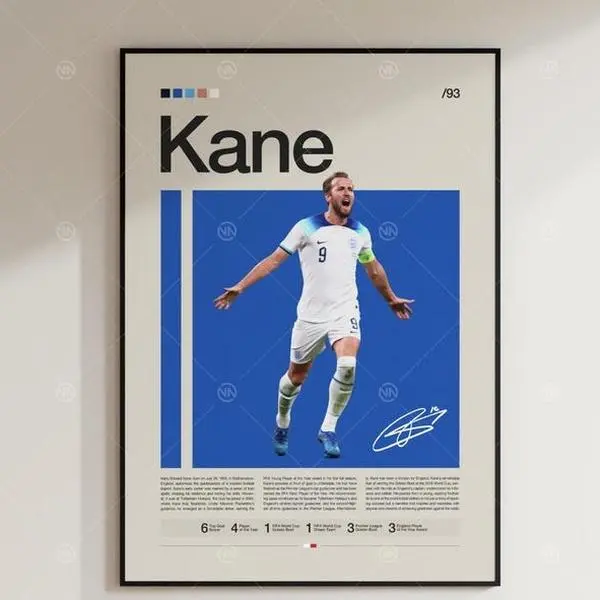 Soccer Gifts, Sports Poster, Football Player Poster, Soccer Wall Art, Sports Bedroom Posters