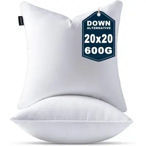 20 x 20 Pillow Inserts Set of 2 Down Alternative Throw Pillow Inserts Large Decorative Pillow White Square Pillows Stuffing for Living Room Couch Bed Sofa