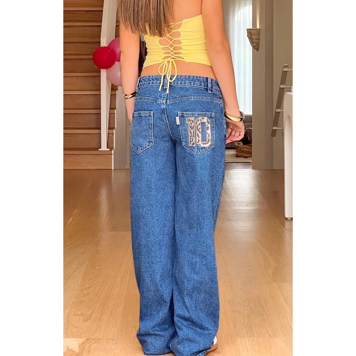 Charli Mid Wash Low Waist Baggy Leg Jeans