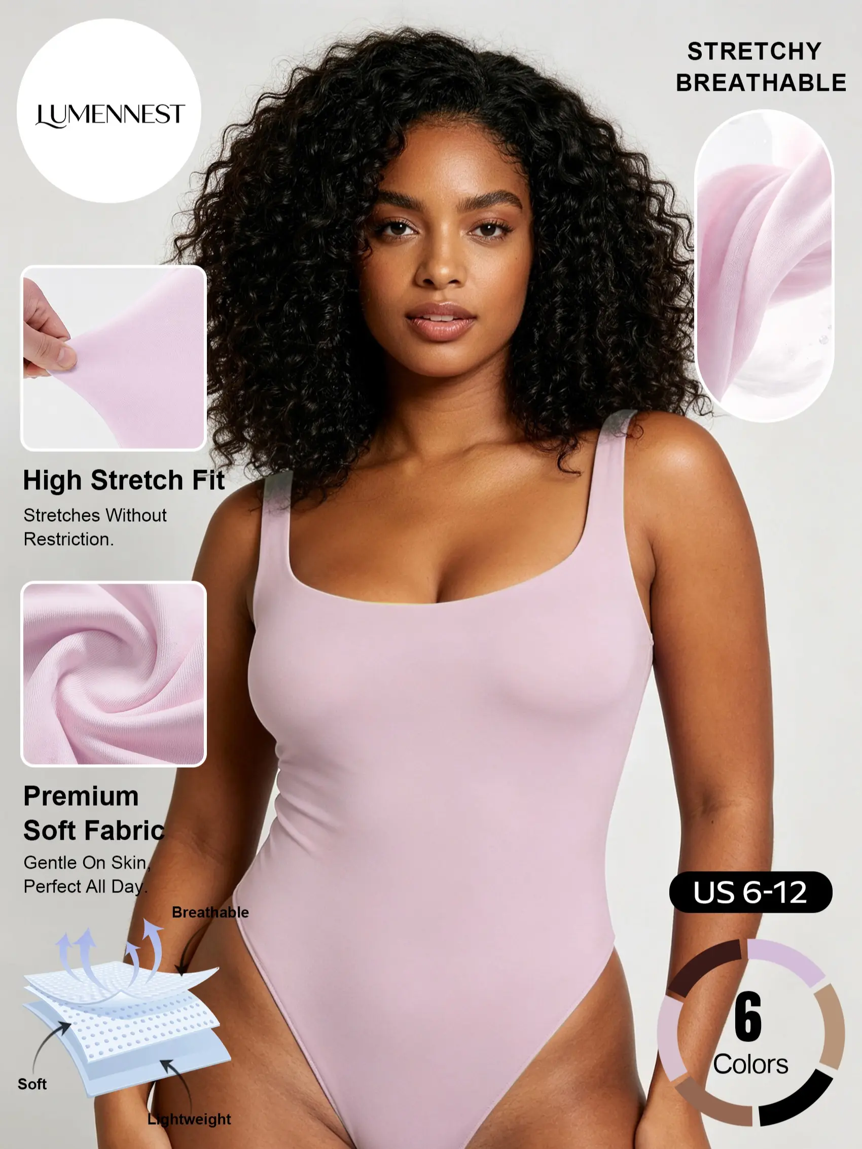 LUMENNEST  Women's Workout Seamless Sweat-Wicking Flattering Bodysuit, Solid Color U-Back High Stretch Wear-Resistant Daily Outfit, Athleisure Sleek Soft Quick-Drying Womenswear #TikTokMadeMeBuyIt #ActiveWear #QuickDry