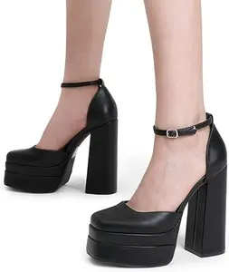 Womens Sexy High Heels Platforms Pumps Square Toe Chunky Block Heels Rhinestone Party Shoes high  heel high heel high heel toe high woman shoe woman  heels Girl Classy kitten heels red bottom heels women's shoes wedge heels gold heels