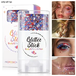 1count Independence Day Blue Body Glitter Stick, Festival Party Makeup, Carnival Body Eyeshadow, Party Costume Gift, Shimmering body glitter, Sparkly glitter