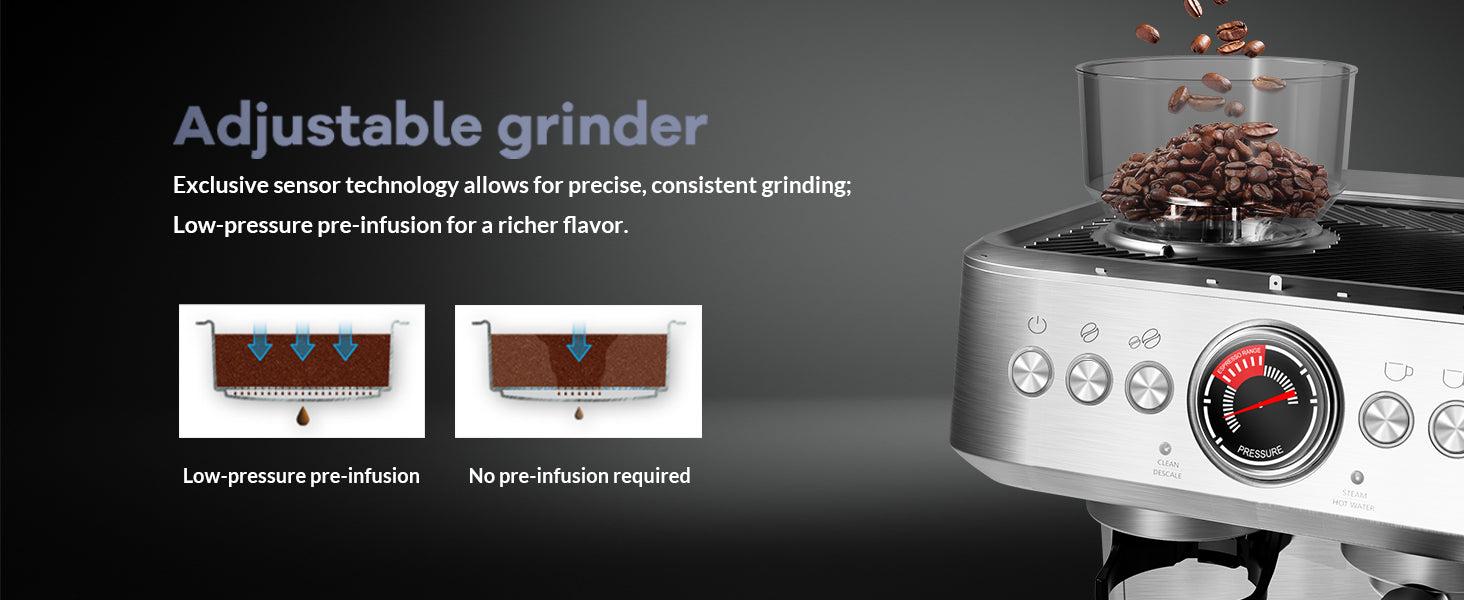 【GARVEE】20 Bar Espresso Machine - 1500W Motor, Built - In 30 - Setting Grinder, Milk Frothing, PID, 2.8L Tank 【GARVEE】20 Bar Espresso Machine - 1500W Motor, Built - In 30 - Setting Grinder, Milk Frothing, PID, 2.8L Tank