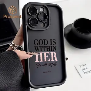 God Is Within Her Psalm 46:5 Pink‑Black Silver Shimmer Phone Case Compatible With For Iphone17 Pro Max, 16, 15, 14 And 13 For Galaxy S25, S24, S23, S22, S21 PLUS, FE And Ultra,Galaxy A33 . It Makes A Perfect Gift For Birthdays, Holidays,