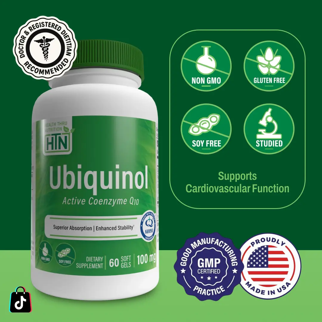 Health Thru Nutrition Ubiquinol CoQ10 – 100mg | Kaneka® Energy & Antioxidant Support Balanced