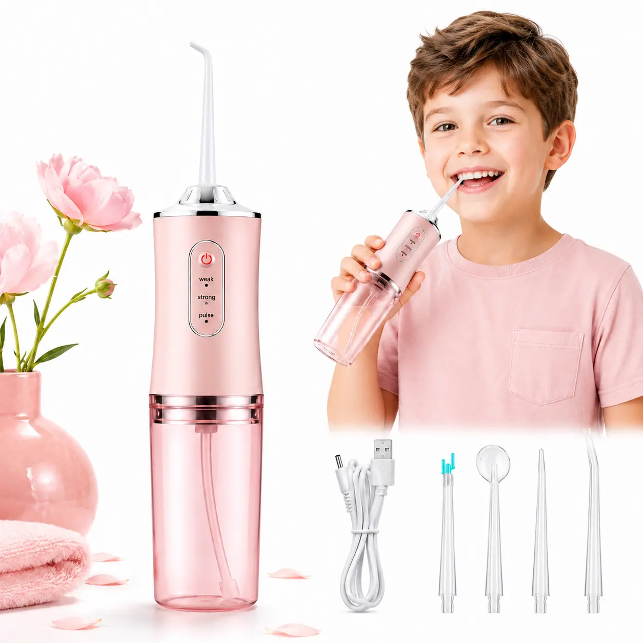 Portable Water Flosser for Gum Health, Rechargeable Teeth Cleaner with 3 Modes, LED Display, and a 220ML Waterproof Tank for Home & Travel, Portable Oral Irrigator, Alternating Strong And Weak Water Pressure