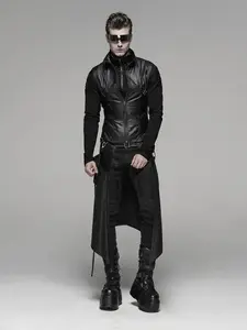 Mens Half Skirt Kilt Vegan Leather Punk Emo Anime Halloween Costume