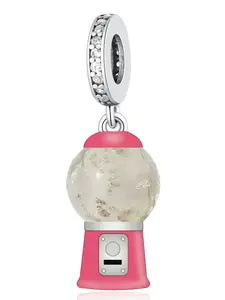 Cute Copper Plated Silver Color Charm Pendant, Colorblock Design, All Seasons Jewelry Gift, Fun Candy Machine Theme