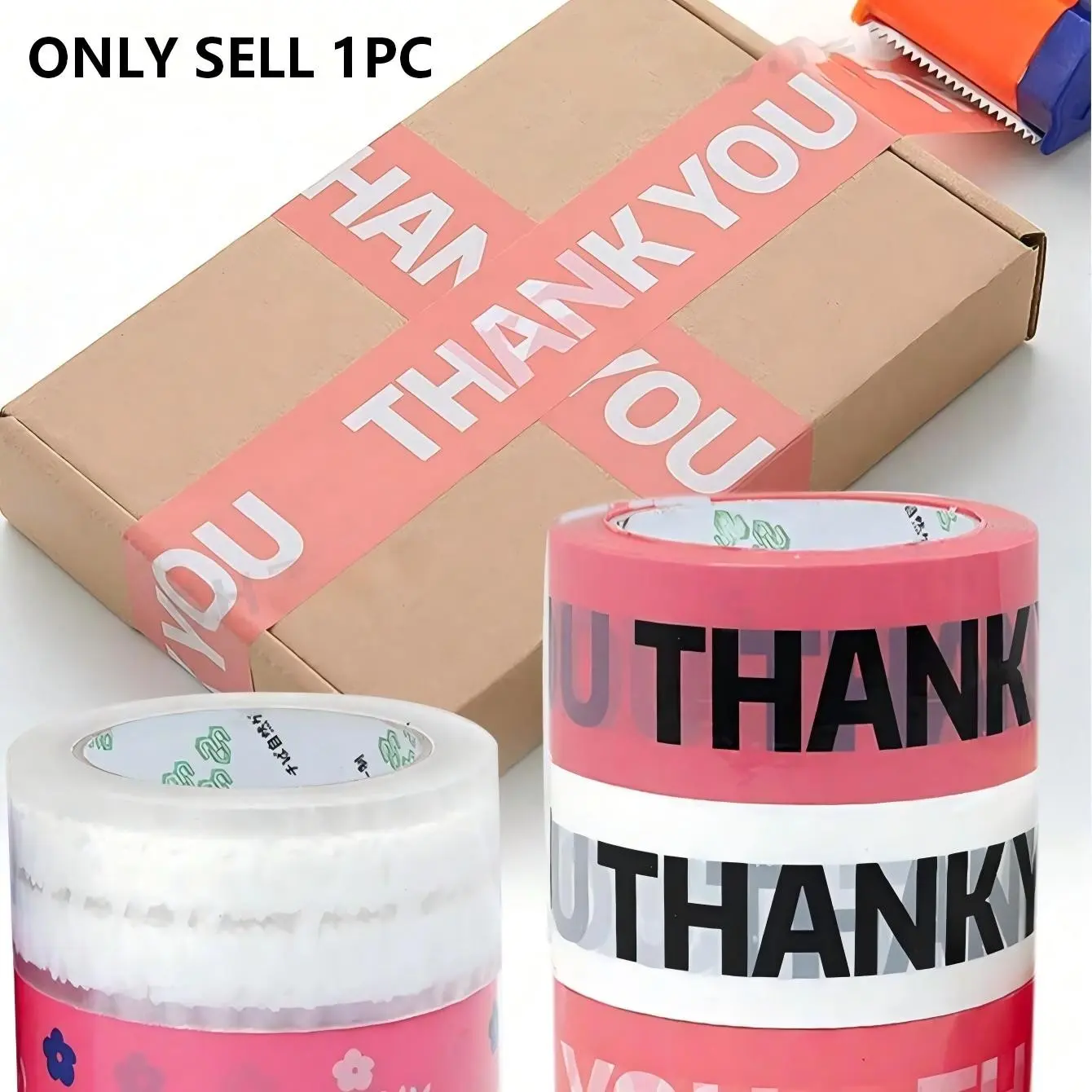 Thank You Printed Tape, Wide 4.5cm Long 66m, Cute Packaging Tape, Colorful Printing Transport Tape, Paper Box Sealing Tape, Packing Tape, Package Tape