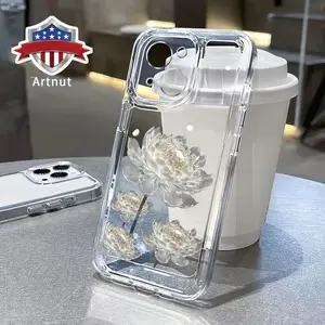 Transparent Lotus Pattern Soft Phone Case for iPhone 17 16 Pro Max 15 Plus 14 13 12 11  Air XR XS Plus Non-Yellowing Drop Protection Transparent Silicone Cover