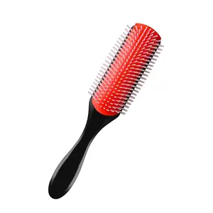 9-Rows Cushion Nylon Bristle Hair Brush Classic Detangling Wet Dry Curly Hair Defining Separating Shaping Styling Tool Detangler Combs