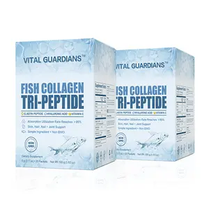 VITAL GUARDIANS Fish Collagen Tri-Peptide Powder Advanced Micro-Molecule Skin, Hair, Nail + Joint ，Support Anti-Aging  Supplement 40 Packets Bathroom