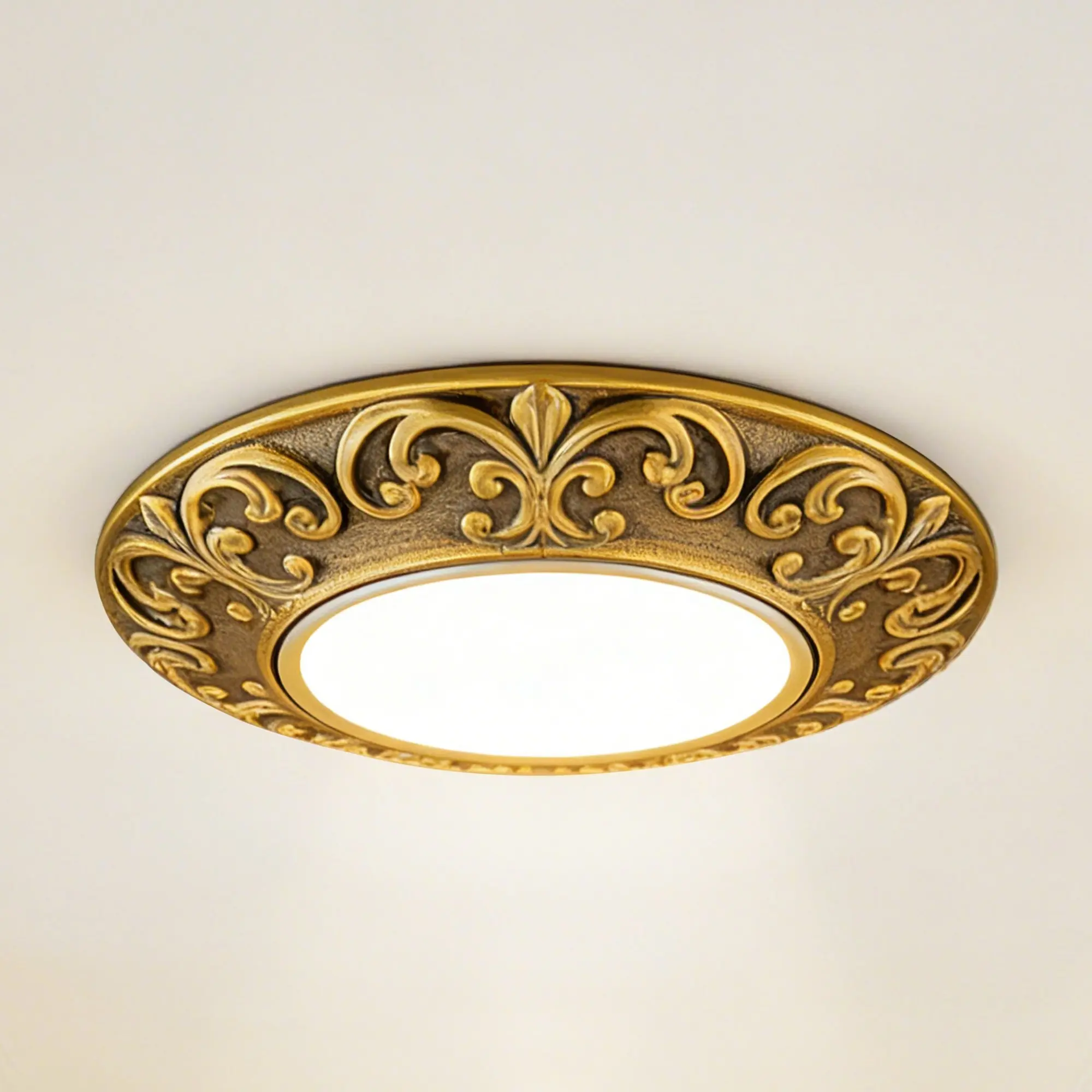 4.5 Inch Antique Brass Recessed LED Downlight, 3" Hole, 8W Neutral White Light for Kitchen Hallway Living Room