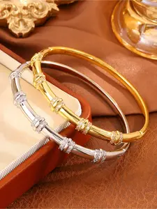 1 trendy Instagram hot selling copper bracelet, unisex, designed with bamboo and diamond inlay, suitable for daily occasions, friendship commemoration, birthday gift, and Valentine's Day gift