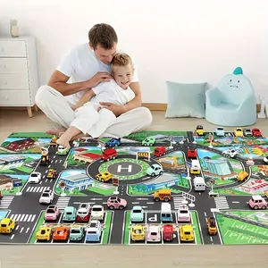 1pc, City Traffic Play Mat, Large Non-Woven Game Pad, Waterproof Moisture-proof, Modern Style, Interactive Road Map For Kids Playing With Toy Cars, Family Fun Game, Room Decor, Educational Tool