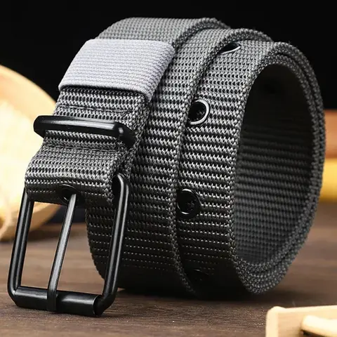 Men's Casual Plain Canvas Belt, Fashionable Minimalist Belt with Buckle for Daily Clothing Decor, Trendy All-match & Exquisite Belt for Birthday Gift, Trendy Versatile Buckle, Casual Waist Belt, Fashion Belts