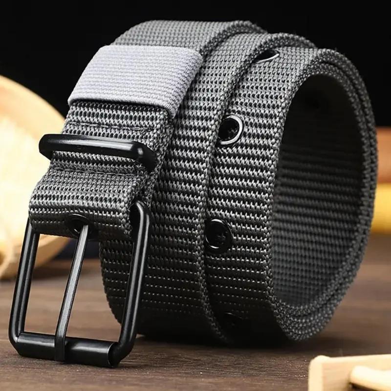 Men's Casual Plain Canvas Belt, Fashionable Minimalist Belt with Buckle for Daily Clothing Decor, Trendy All-match & Exquisite Belt for Birthday Gift, Trendy Versatile Buckle, Casual Waist Belt, Fashion Belts
