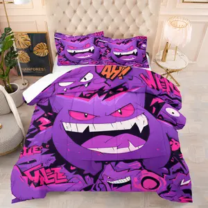 Gengar Themed Comforter Set, Including 1 Comforter And 1 Or 2 Pillowcases Without Insert, Suitable As a Gift For Boys, Teenagers And Adults, Soft And Warm Bedroom Decoration