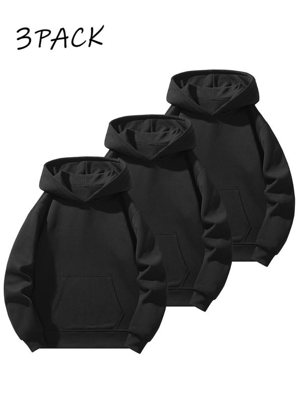Men's Solid Color Essential Hooded Sweatshirt, Autumn & Winter Regular Fit Casual Long Sleeved Hoodie, Men's Daily Wear Clothing