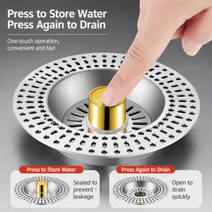 1 Piece Stainless Steel Sink Strainer, Pop Up Bounce Filter Core, Anti-odor Anti-clog, Fast Drainage for Kitchen Sink Use