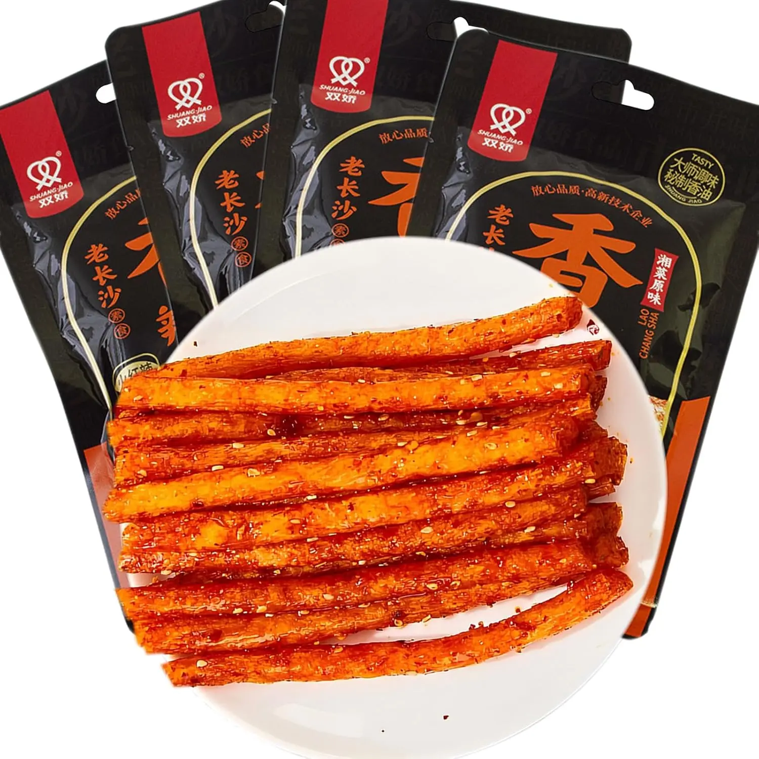 4 Packs , Chinese Spicy Strips, Delicious La  Snacks,  per (4 Packs, Spicy)