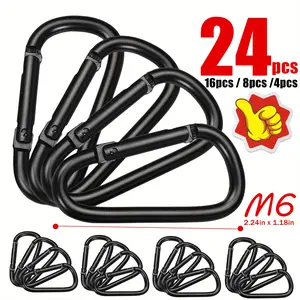 24pcs/ 16pcs/ 8pcs/ 4pcs Aluminum Alloy Retaining Rings - Durable D-ring spring clips for a wide range of applications such as key chains, camping and outdoor pet fixing