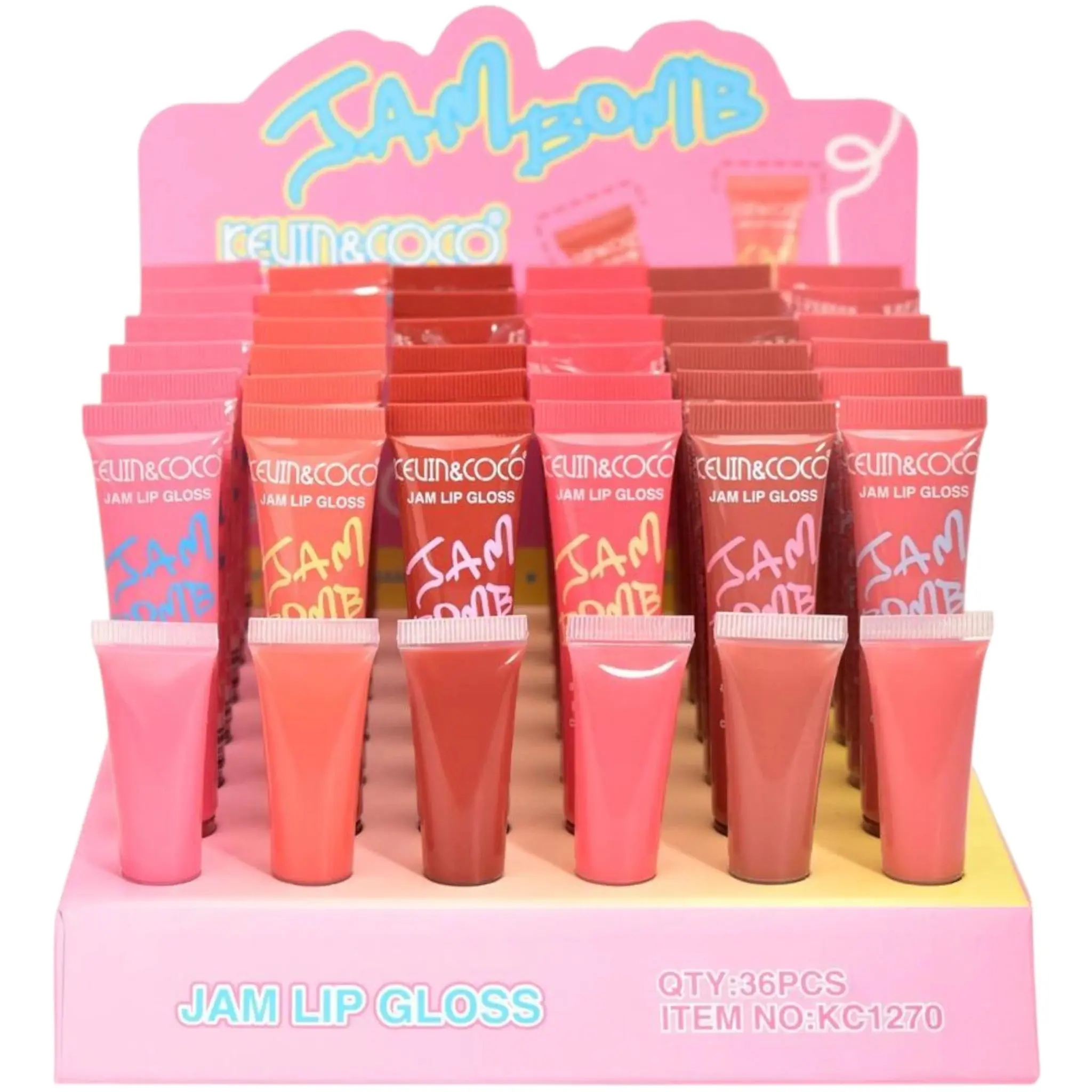 Brillo de Labios Jam Bomb Kevin & Coco - Venta al por Mayor 36 Unidades (KC1270)
