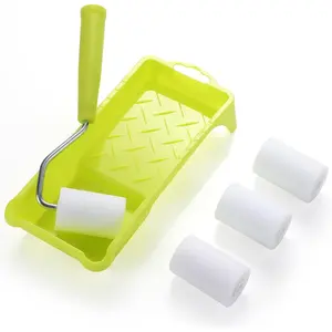 Roller 2 Inch,High-Density  Roller with Frame,Tray,Mini  Roller Refills, Small Sponge Roller Painting Supplies for Smaller DIY Stenciling Projects(Pack of 6)