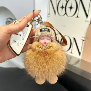 Cute Sleeping Doll Soft Keychain Pendant, New Style Couple Bag Plush Birthday Gift Decoration, Fashionable Accessory for Men & Women, Keychain For Bags