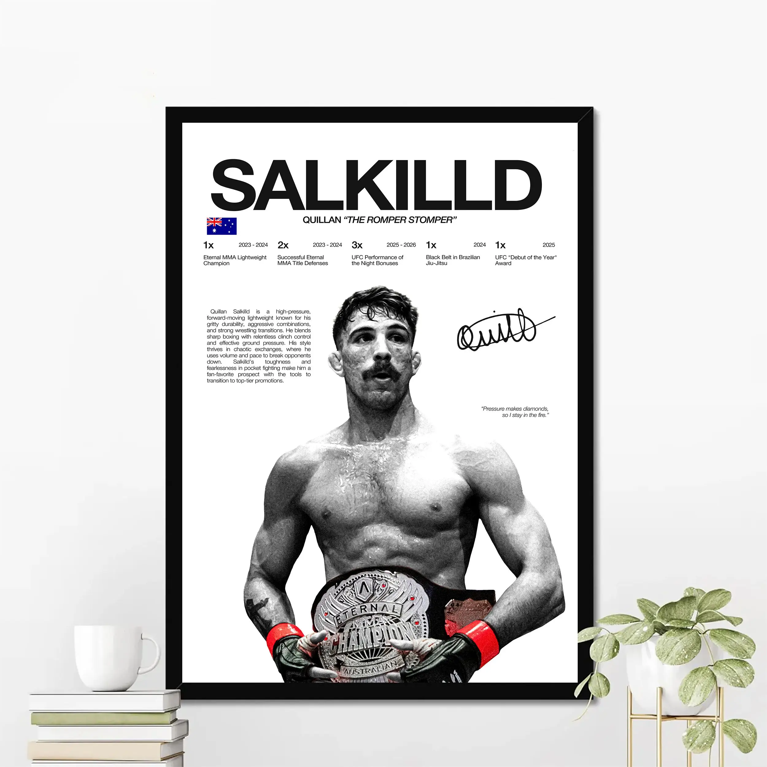 Quillan Salkilld MMA Poster | Hardline Series Wall Art | Aesthetic Home Decor | MMA Fan Gift
