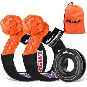 Nilight 2PCS Synthetic Soft Shackle 1/2 Inch x 24 Inch &   Ring Kit - 56,000 LBS Shackle Breaking Strength with 46,000 LBS MBS Snatch Pulley for 4x4 Truck SUV ATV UTV Off-Road   Extraction