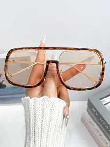 New Trendy Retro Large Frame Metal Square Fashion Glasses for Men and Women, Daily Outdoor Street Photography, Party, Festival, Casual Style, Trendy Square Sunglasses