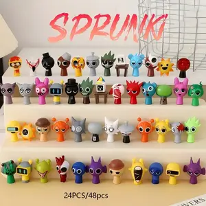 Sprunki Rhythm Box Set, 24/48 Pieces PVC Collectible Figures, Music Theme Decor, Christmas Birthday Gift, Home Office Display, Desktop Ornaments