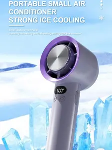 Portable Hand Held High Speed Cold Cooling Refrigerating Ice Compress Fan with 100 Gear Adjustment