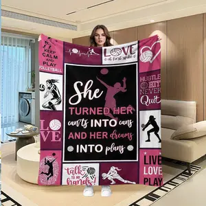 Volleyball Dream Blanket, Inspirational Girls' Stadium Throw, Thanksgiving, Valentine's Day, Christmas Gift, Multi-Purpose Rug