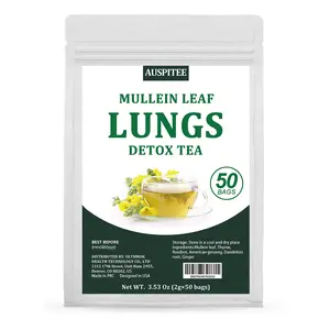 Mullein Lungs Detox Tea 2g*50bags Mullein Thyme Rooibos No Additives Herbal Blends Easter Basket Stuffers 100g