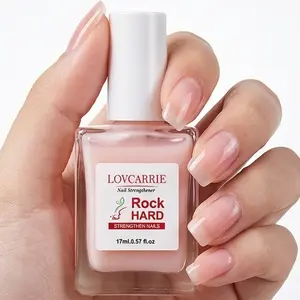 LOVCARRIE Light Pink Keratin Nail Strengthener Treatment enhances nail resilience and adds shine, concealing imperfections. Ideal for fragile, peeling nails. Quick-drying formula requires no curing.