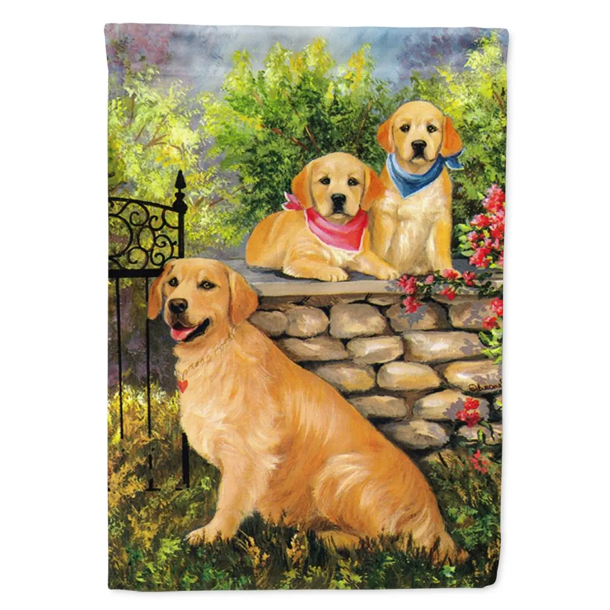 212 MAIN Golden Retriever At the Gate Polyester Canvas House Flag, 28x0.01x40 in Full-Size Outdoor Garden Decor