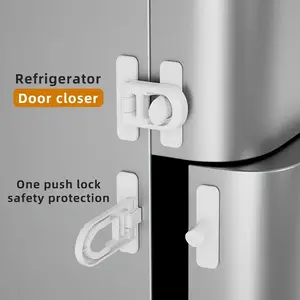 4pcs is easy to install the safety lock of refrigerator freezer door lock, without tools or drilling holes, suitable for refrigerators, electrical appliances, cabinets and drawers.