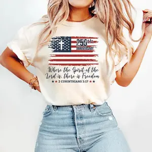 Christian America 250th Anniversary Shirt, Distressed Jesus 4th Of July Shirt, American Flag Shirt, Freedom Bible Verse Tee