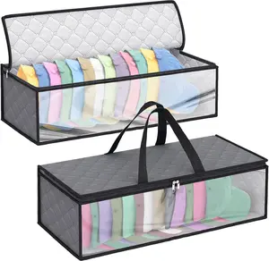 Packs of 2 Hat Storage Bag for Baseball, Caps Hat Organizer Case Hat Holder Rack with 2 Carry Handles for Closet Moisture & Dust Proof Holds Up to 20 Hats (Grey)