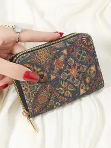 Women's Vintage Floral Pattern Zipper Around Coin Wallet, Casual Versatile Card Holder, Trendy All-match Short Wallet for Daily Use, Fashionable Card Holder